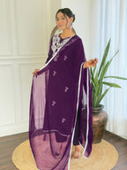 The52 Gorgeous Chikankari Work with Pure Cotton Fabric Straight Kurta, Pant and Dupatta Set | Grocsy