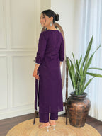 The52 Gorgeous Chikankari Work with Pure Cotton Fabric Straight Kurta, Pant and Dupatta Set | Grocsy