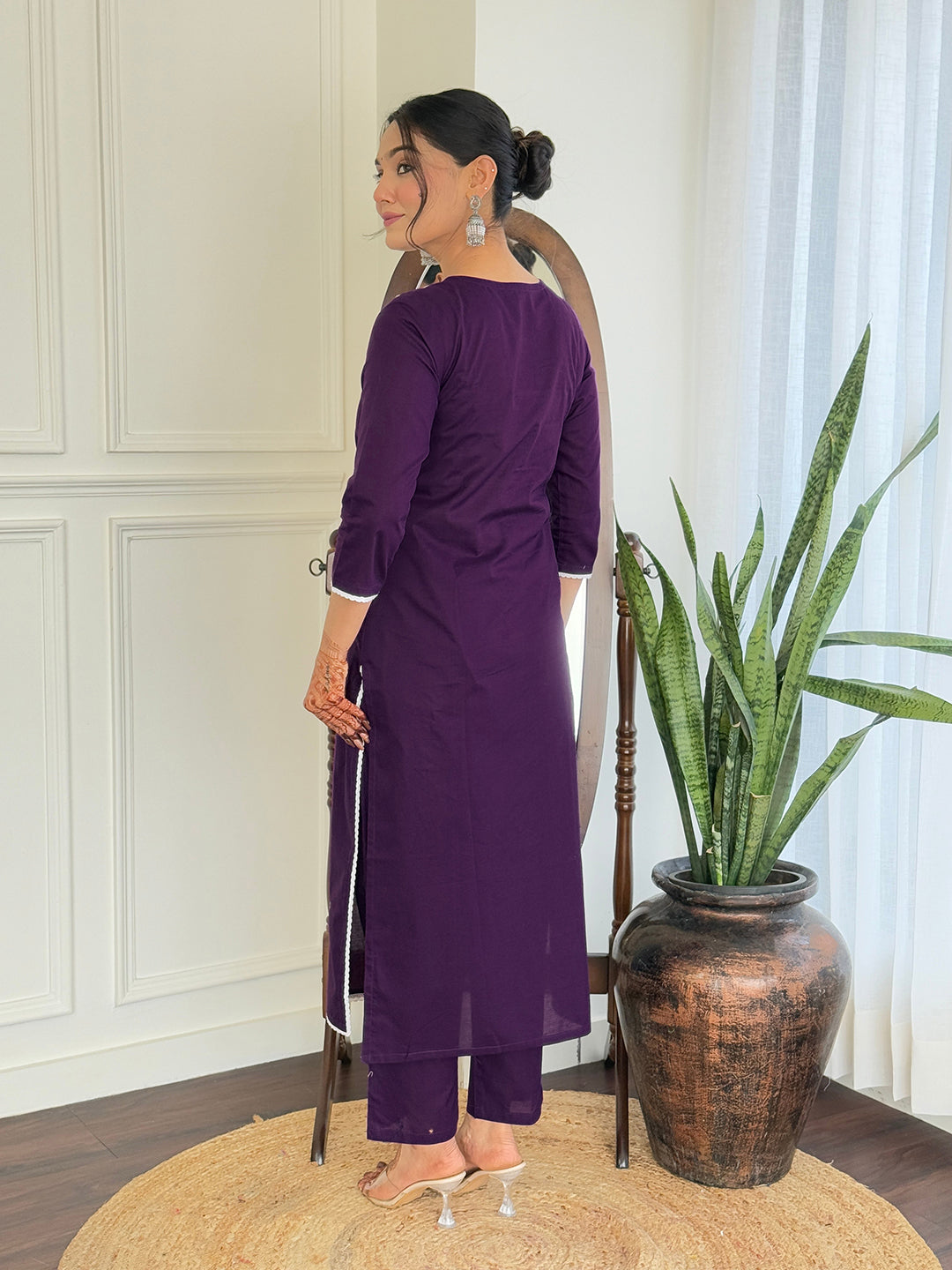 The52 Gorgeous Chikankari Work with Pure Cotton Fabric Straight Kurta, Pant and Dupatta Set | Grocsy