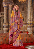 Monjolika Fashion Mustard Printed Silk Blend Embellished Saree | Grocsy