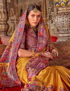 Monjolika Fashion Mustard Printed Silk Blend Embellished Saree | Grocsy