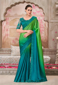 Monjolika Fashion Multi Colour Shaded Satin Chiffon Sequins Traditional Saree | Grocsy