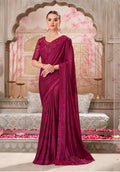 Monjolika Fashion Burgundy Satin Silk Embroidered Sangeet Designer Saree | Grocsy