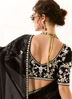 Monjolika Fashion Black Embroidered Sequins Sangeet Tissue Classic Saree | Grocsy