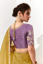 Monjolika Fashion Tissue Organza Mustard Embroidered Sequins Trendy Saree | Grocsy