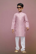 Raivat Ethnic Cotton Digital Print Kids Kurta Pajama In Onion Pink Colour | Grocsy