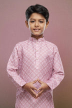 Raivat Ethnic Cotton Digital Print Kids Kurta Pajama In Onion Pink Colour | Grocsy