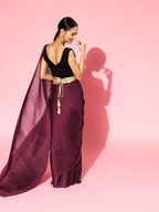 Saree Mall Burgundy Poly Georgette Party Wear Saree with Matching Blouse | Grocsy
