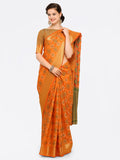 Saree Mall Yellow Silk Blend Patola Print Kanjeevaram Saree with Unstitched Blouse | Grocsy