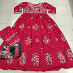 Anaita Pink Heavy Chinon With Embroidery Stitched Gown | Grocsy