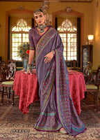 Monjolika Fashion Silk Blend Lilac Printed Contemporary Saree | Grocsy