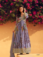 Anaita Purple Heavy Chinon With Embroidery Stitched Gown | Grocsy