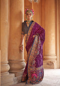 Monjolika Fashion Silk Blend Printed Dark Magenta Classic Saree | Grocsy