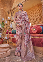 Monjolika Fashion Dusty Pink Floral Print Silk Blend Saree | Grocsy