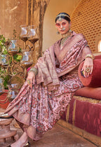 Monjolika Fashion Dusty Pink Floral Print Silk Blend Saree | Grocsy