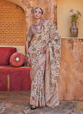 Monjolika Fashion Cream Floral Print Silk Blend Saree | Grocsy