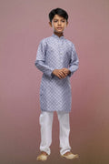 Raivat Ethnic Cotton Digital Print Kids Kurta Pajama In Grey Colour | Grocsy