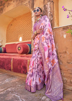 Monjolika Fashion Pink Floral Print Silk Blend Saree | Grocsy