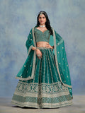 Monjolika Fashion Art Silk Embroidered Teal Designer Lehenga Choli | Grocsy
