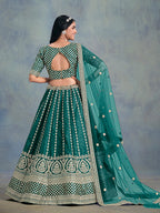 Monjolika Fashion Art Silk Embroidered Teal Designer Lehenga Choli | Grocsy