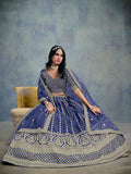 Monjolika Fashion Art Silk Embroidered Blue Designer Lehenga Choli | Grocsy