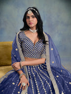 Monjolika Fashion Art Silk Embroidered Blue Designer Lehenga Choli | Grocsy