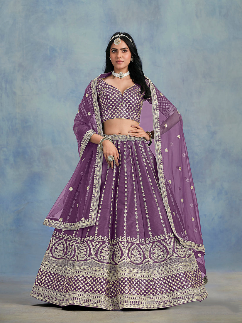 Monjolika Fashion Art Silk Embroidered Orange Designer Lehenga Choli | Grocsy