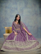 Monjolika Fashion Art Silk Embroidered Orange Designer Lehenga Choli | Grocsy