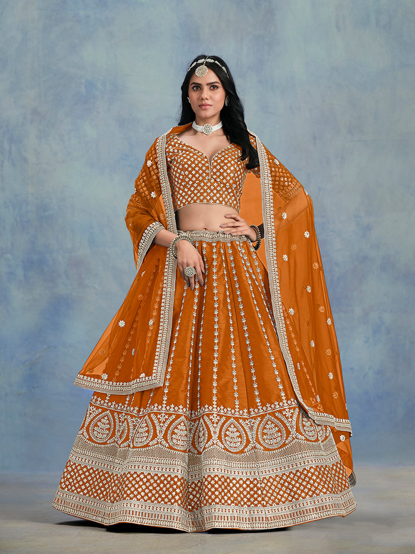 Monjolika Fashion Art Silk Embroidered Purple Designer Lehenga Choli | Grocsy