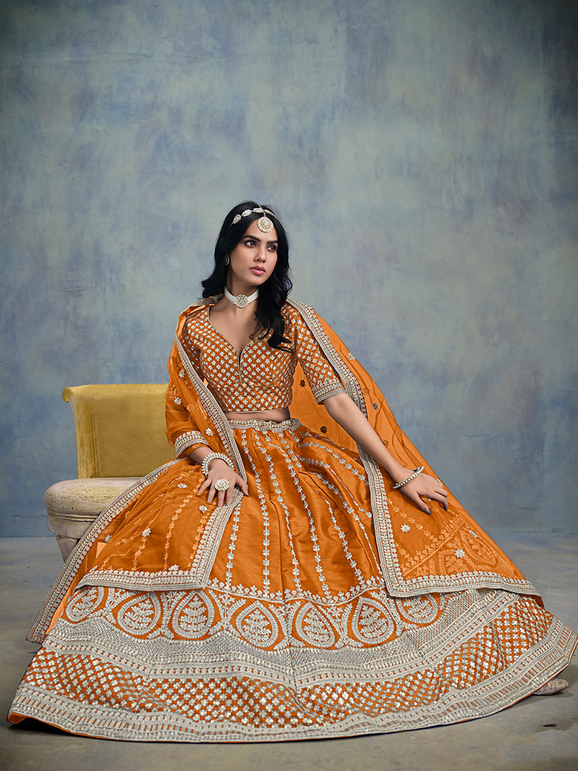 Monjolika Fashion Art Silk Embroidered Purple Designer Lehenga Choli | Grocsy