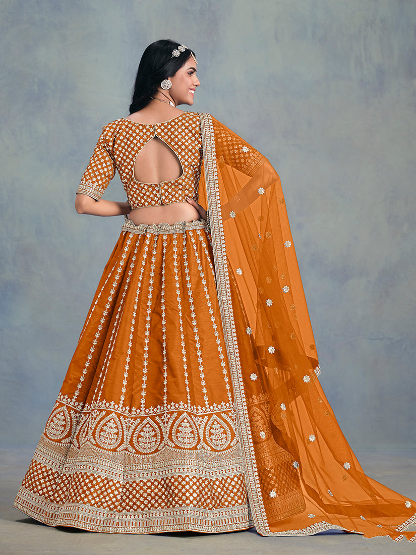 Monjolika Fashion Art Silk Embroidered Purple Designer Lehenga Choli | Grocsy