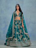 Monjolika Fashion Rama Green Art Silk Designer Wedding Lehenga Choli | Grocsy