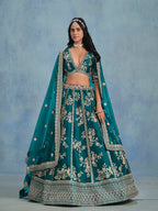Monjolika Fashion Rama Green Art Silk Designer Wedding Lehenga Choli | Grocsy