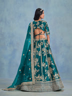 Monjolika Fashion Rama Green Art Silk Designer Wedding Lehenga Choli | Grocsy