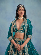 Monjolika Fashion Rama Green Art Silk Designer Wedding Lehenga Choli | Grocsy