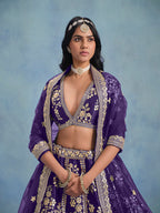 Monjolika Fashion Purple Art Silk Designer Wedding Lehenga Choli | Grocsy