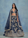 Monjolika Fashion Navy Blue Art Silk Designer Wedding Lehenga Choli | Grocsy