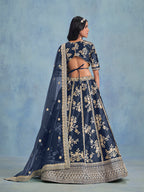 Monjolika Fashion Navy Blue Art Silk Designer Wedding Lehenga Choli | Grocsy