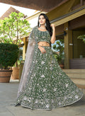 Monjolika Fashion Green Embroidered Lehenga Choli In Tissue | Grocsy