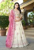 Monjolika Fashion Off White Embroidered Jacquard Lehenga Choli | Grocsy
