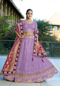 Monjolika Fashion Lavender Embroidered Viscose Lehenga Choli | Grocsy