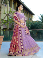Monjolika Fashion Lavender Embroidered Viscose Lehenga Choli | Grocsy