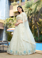 Monjolika Fashion White Embellished Lehenga Choli In Organza | Grocsy
