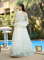 Monjolika Fashion White Embellished Lehenga Choli In Organza | Grocsy