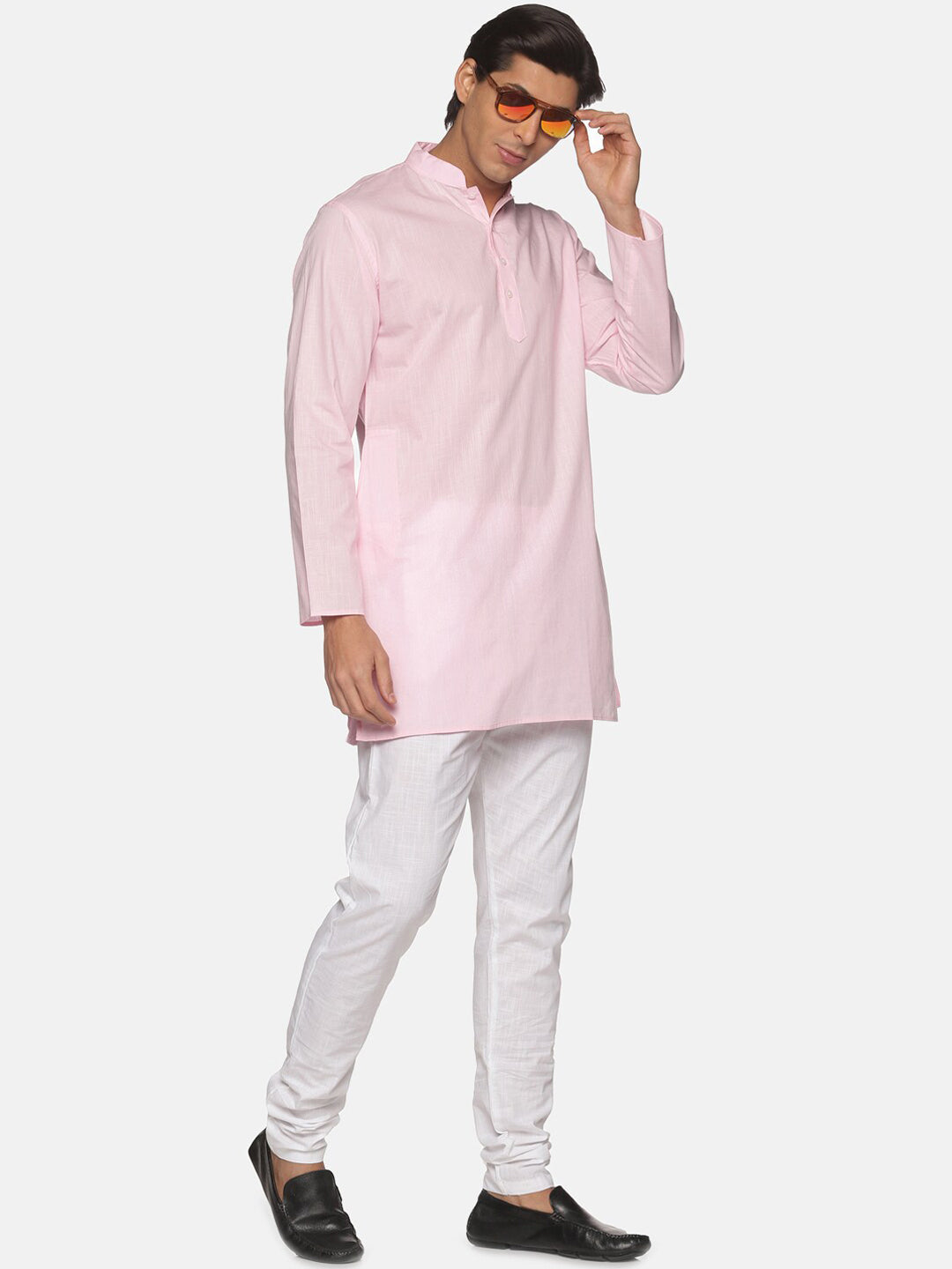 Sethukrishna Men Pink Pure Cotton Kurta with Pyjamas | Grocsy