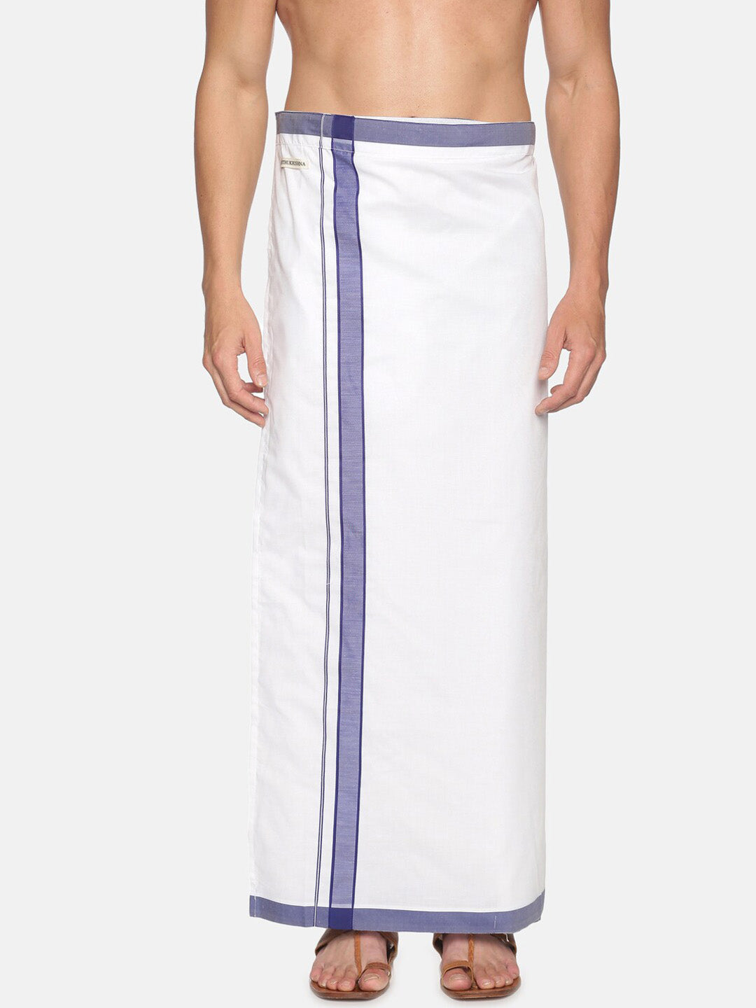 Sethukrishna Men White Solid Cotton Dhoti | Grocsy
