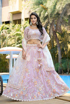 Monjolika Fashion Silk Embroidered Light Pink Designer Lehenga Choli | Grocsy
