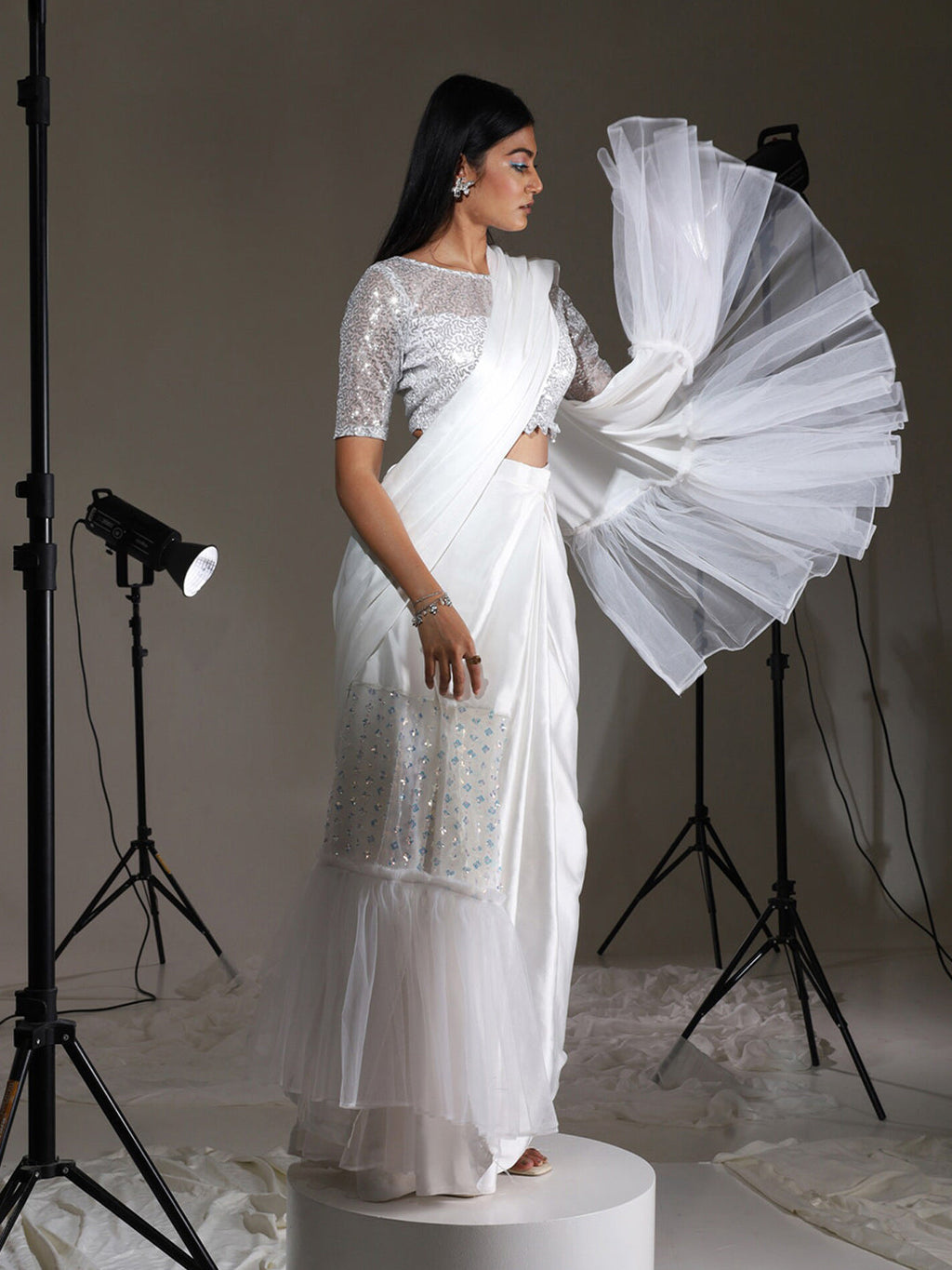 Tikhi Imli Embroidered Sequined Ready to Wear Saree | Grocsy