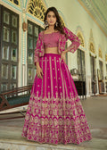 Monjolika Fashion Magenta Chinnon Heavy Embroidered Koti Style Lehenga Choli | Grocsy