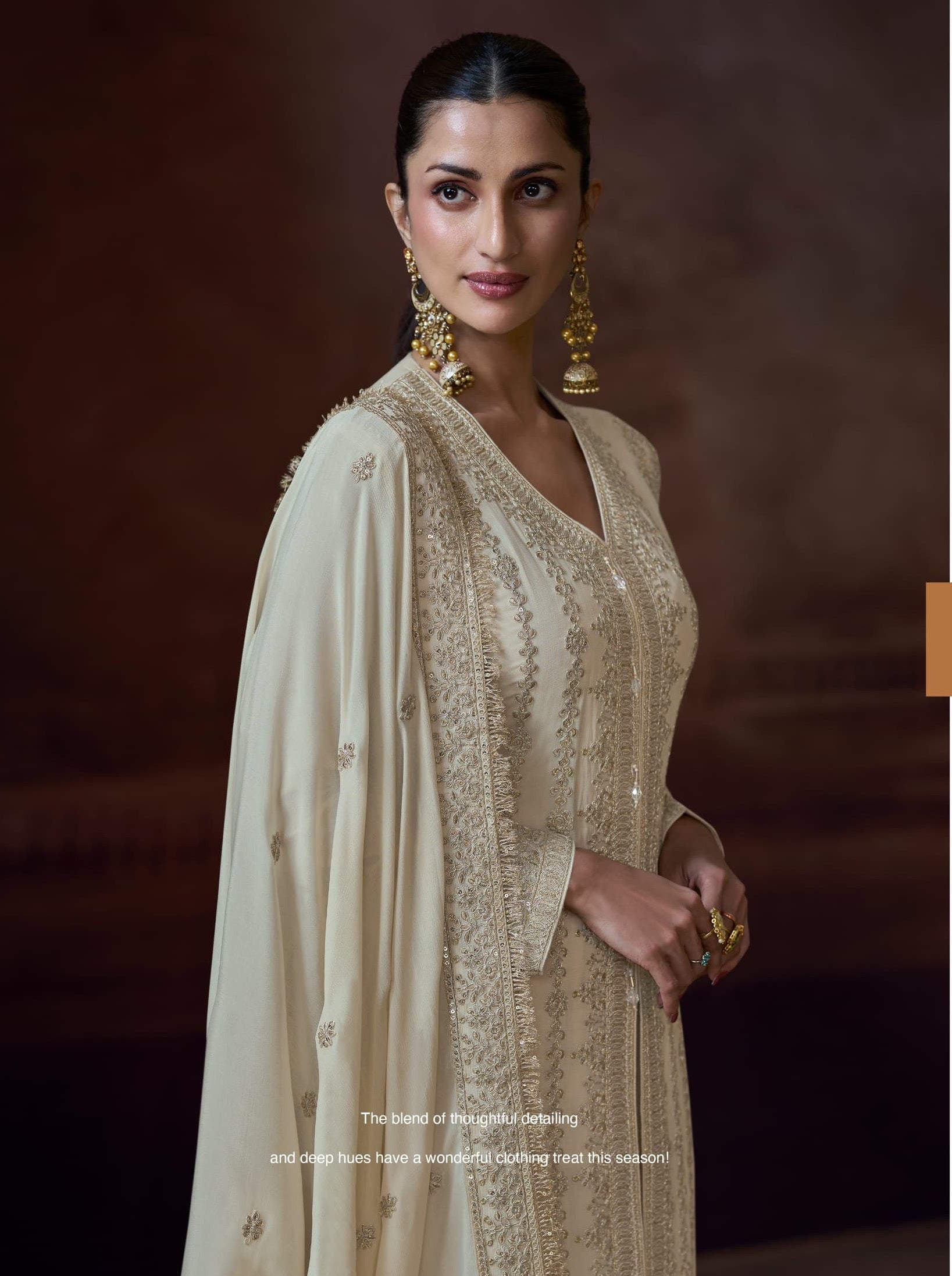 Anaita White Heavy Chinon Stitched Salwar Suit With Sequence Embroidery Work | Grocsy